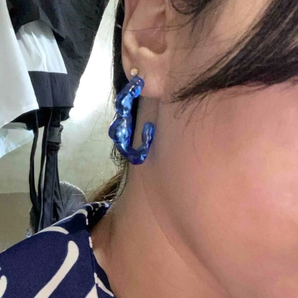 ✨3for$38 Set of 3 Transparent Green Hoop Earrings / Reversible Earring Jackets - Picture 10 of 14